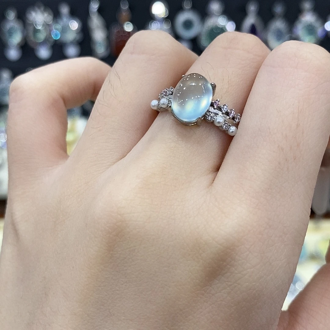 蛇纹石玉银S925镶嵌戒指