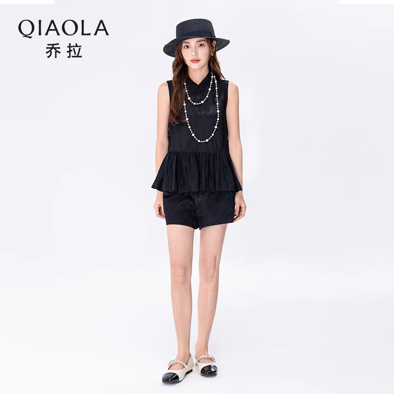 QIAOLA/乔拉【东方墨染】夏季新款梭织提花高级感气质时尚套装预售