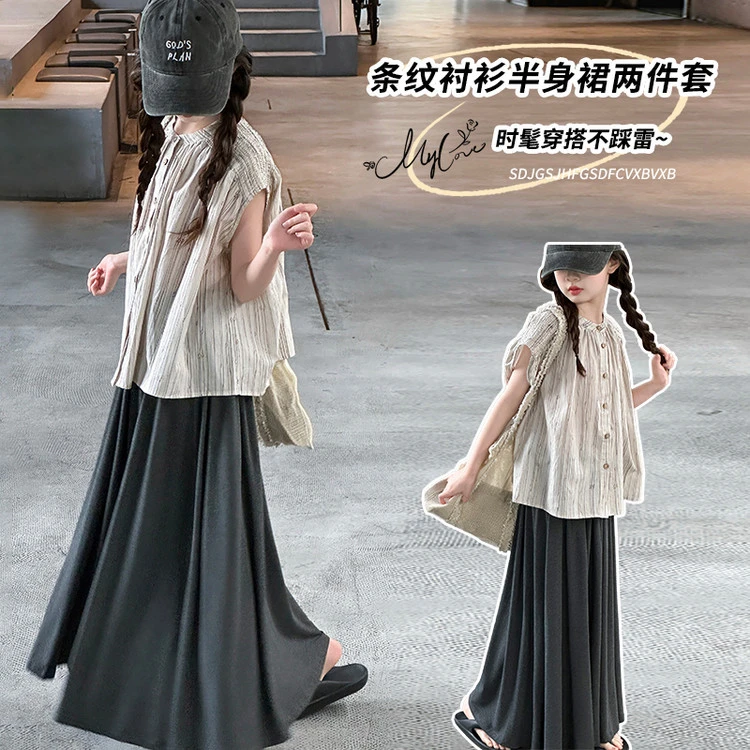 女童夏装T恤上衣2025新款洋气森系衬衫无袖衣服儿童夏季MKX5083