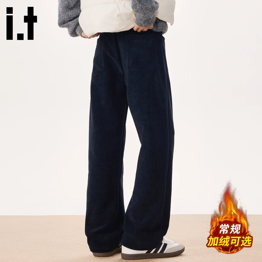 it: CHOCOOLATE复古设计感休闲裤男款冬季加绒加厚保暖垂感直筒裤