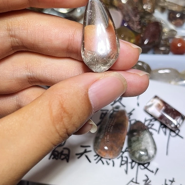猫***店烟晶戒指银S925镶嵌
