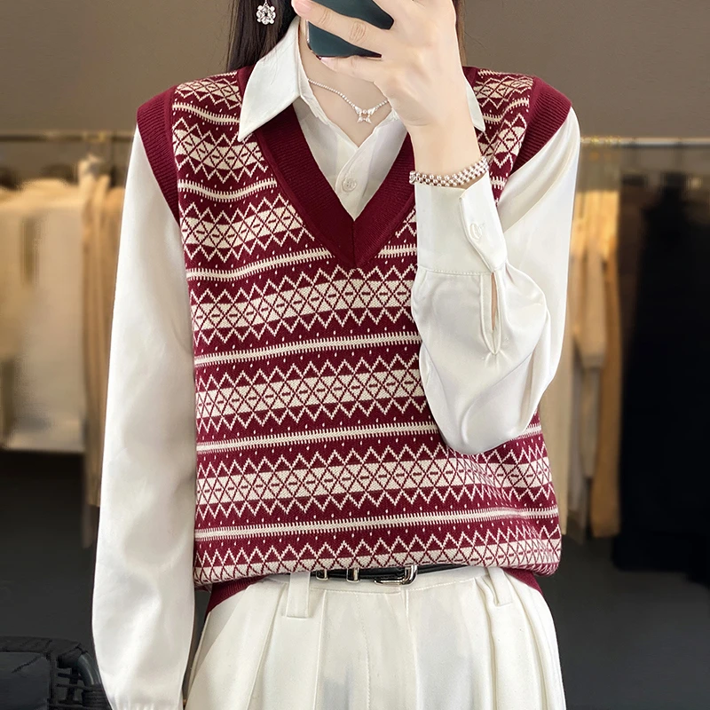 新款包芯纱双面提花针织马甲0272