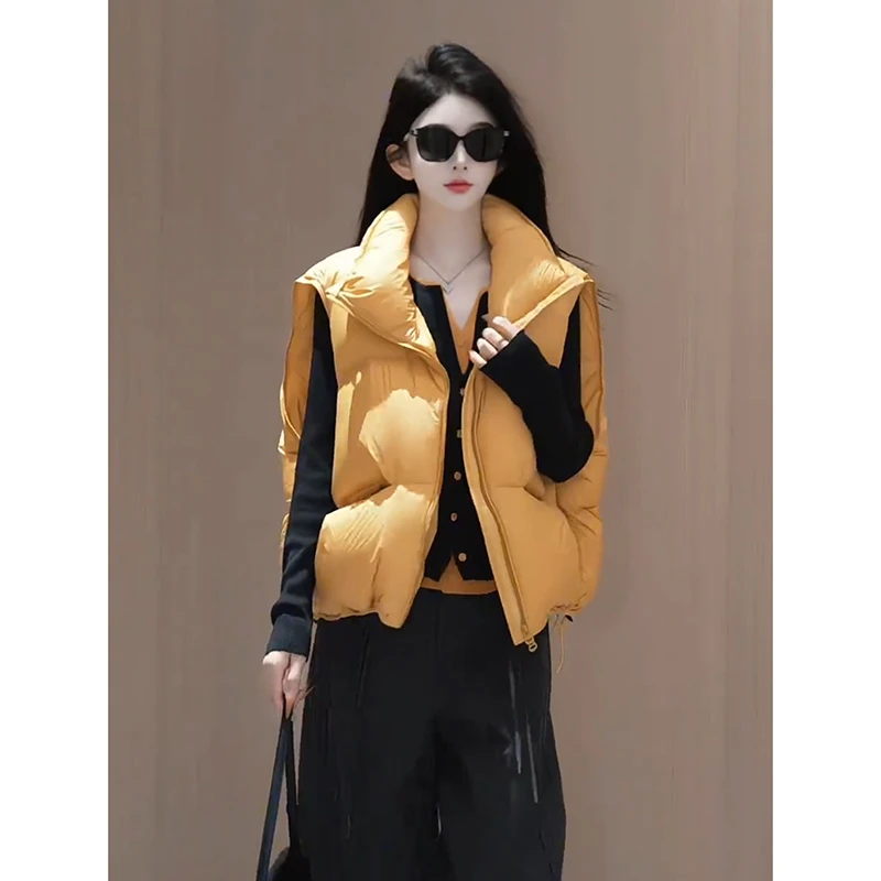 小个子棉马甲女2025秋冬韩版高级感立领新款棉服背心外穿马夹外套