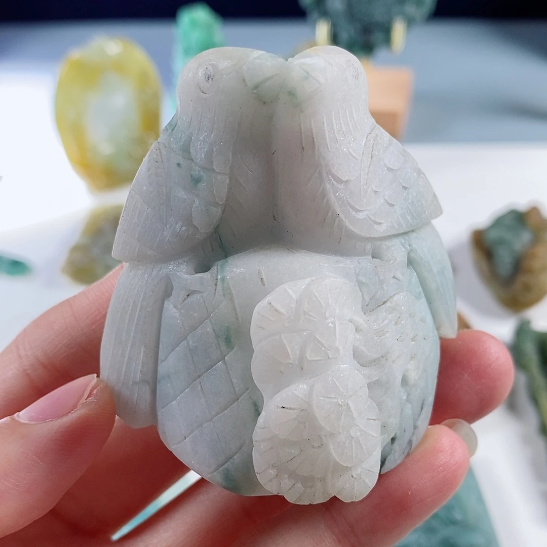 定制翡翠未镶嵌天然a货翡翠喜鹊