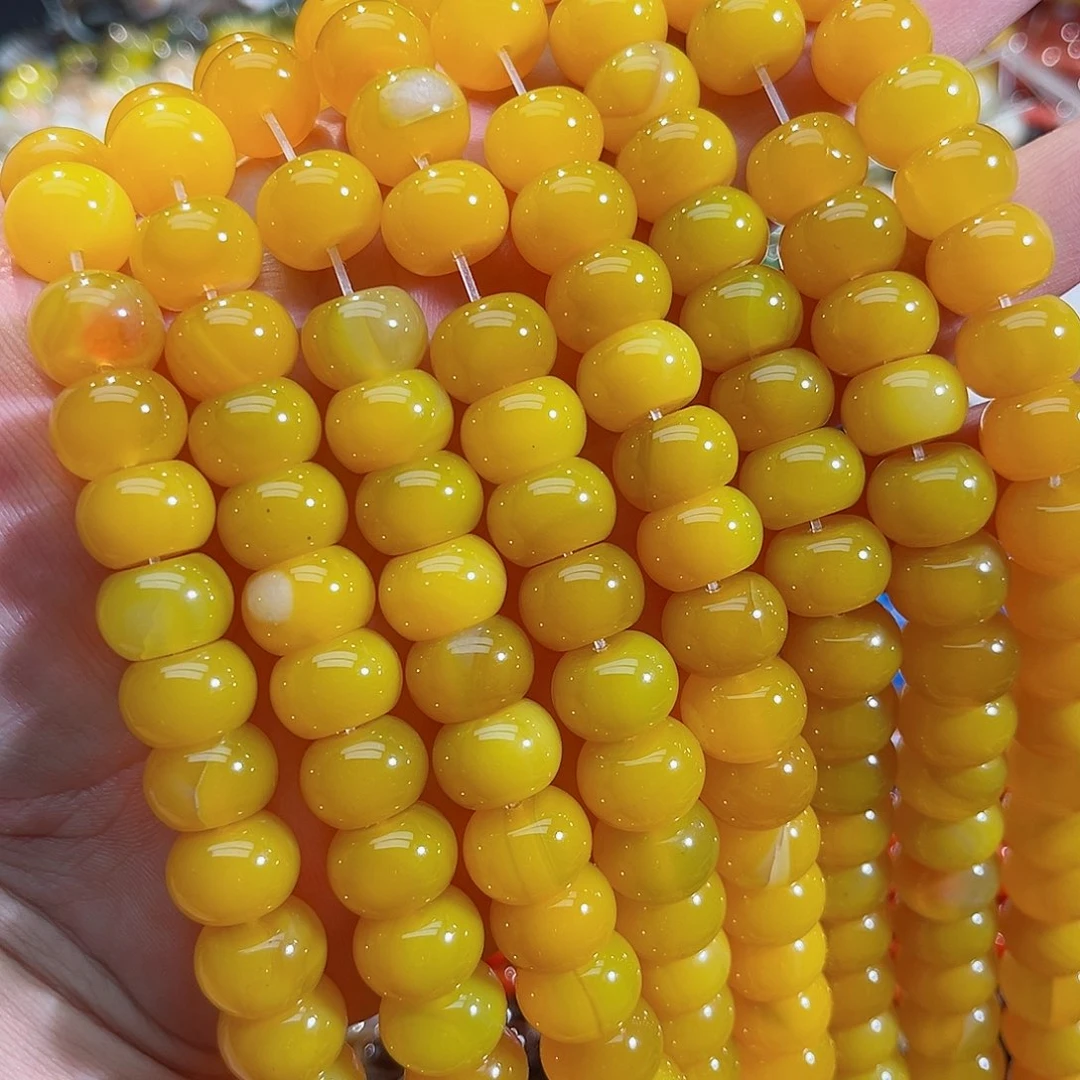 玛瑙/玉髓未镶嵌珠宝半成品满肉蜜蜡黄玛瑙算盘14mm