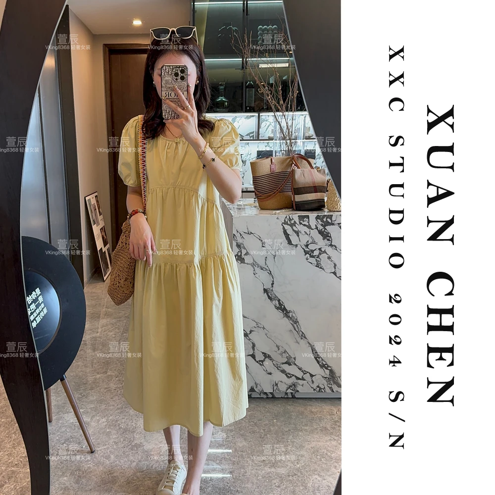【清水调】夏季薄款纯棉长裙时尚轻奢女装连衣裙韩版减龄辣妈裙3212