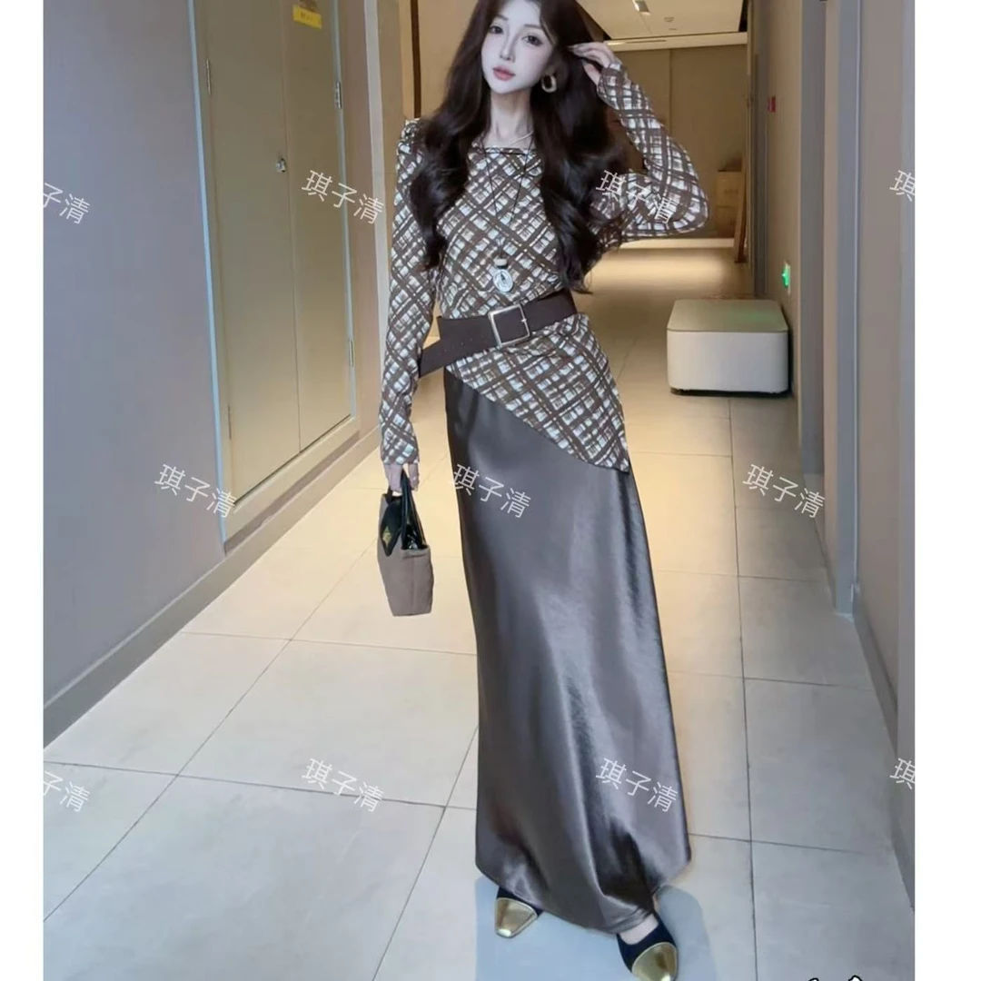 【琪子清定制】运补6-8 丝质光泽醋酸缎面半身裙女垂感显瘦a字长裙