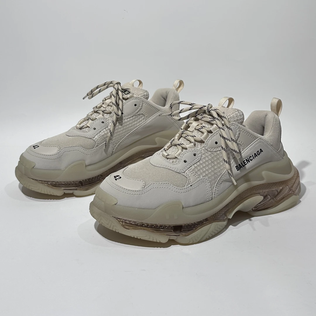 95新 Balenciaga/巴黎世家 42码Triples奶茶色气垫老爹鞋/WX80220