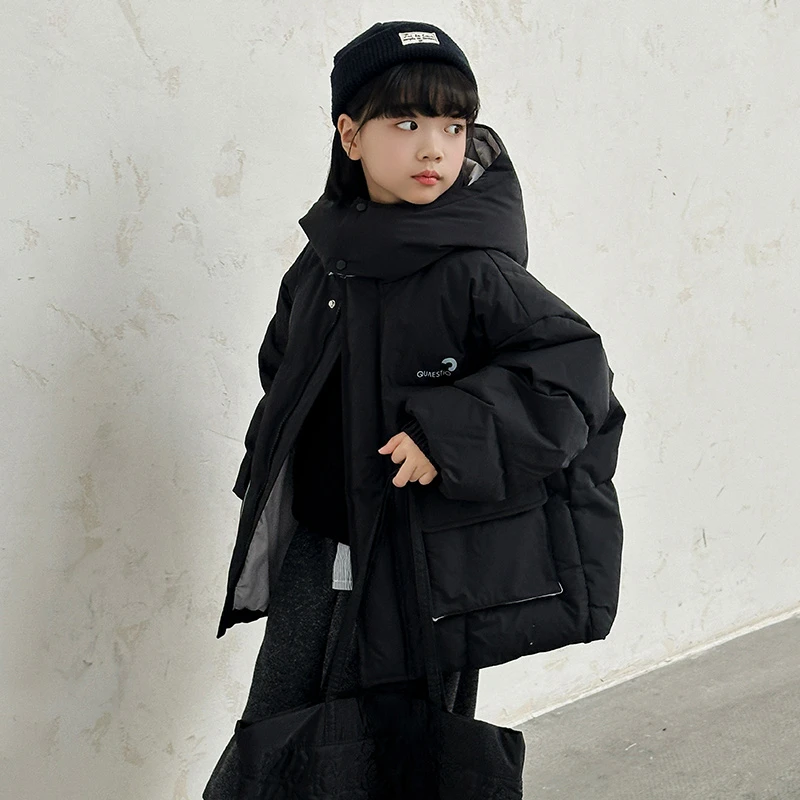 呦奇正品新款2024新款加厚连帽中长款童装羽绒服白鸭绒U226025