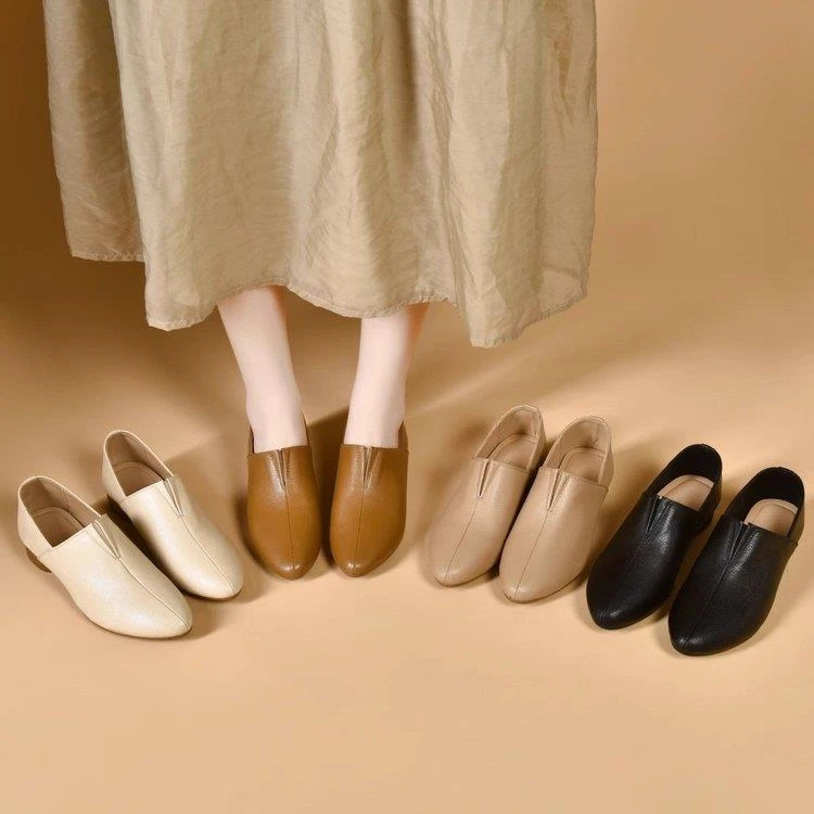 法式复古小皮鞋女2025年春季新款时尚百搭面软底3CM粗跟简约女鞋