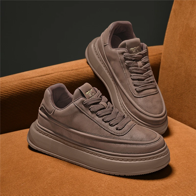 七匹狼男鞋秋季复古休闲简约时尚工装鞋男士厚底耐磨防滑增高板鞋