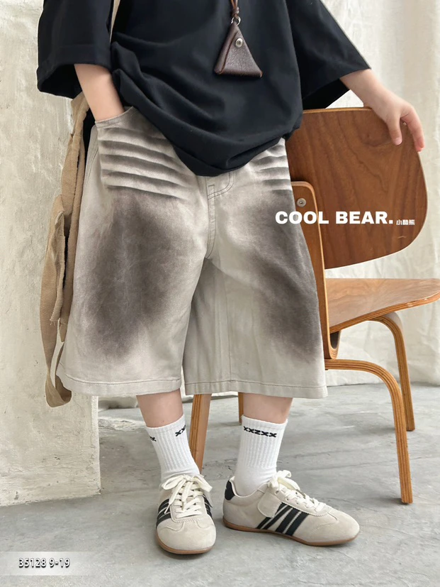 【废土设计牛仔裤】蒙蒙潮童2025夏款中裤废土脏脏裤男女童中大童