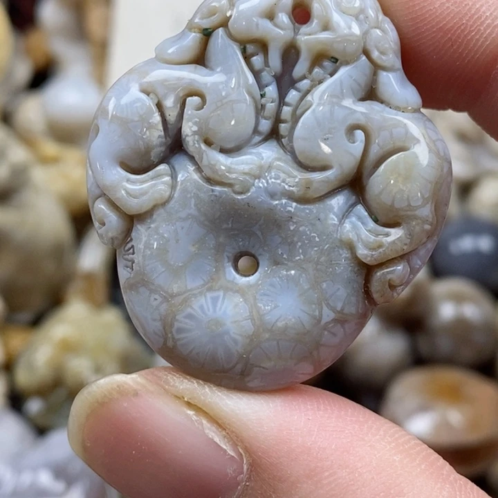 颈饰未镶嵌硅化珊瑚（珊瑚玉）小