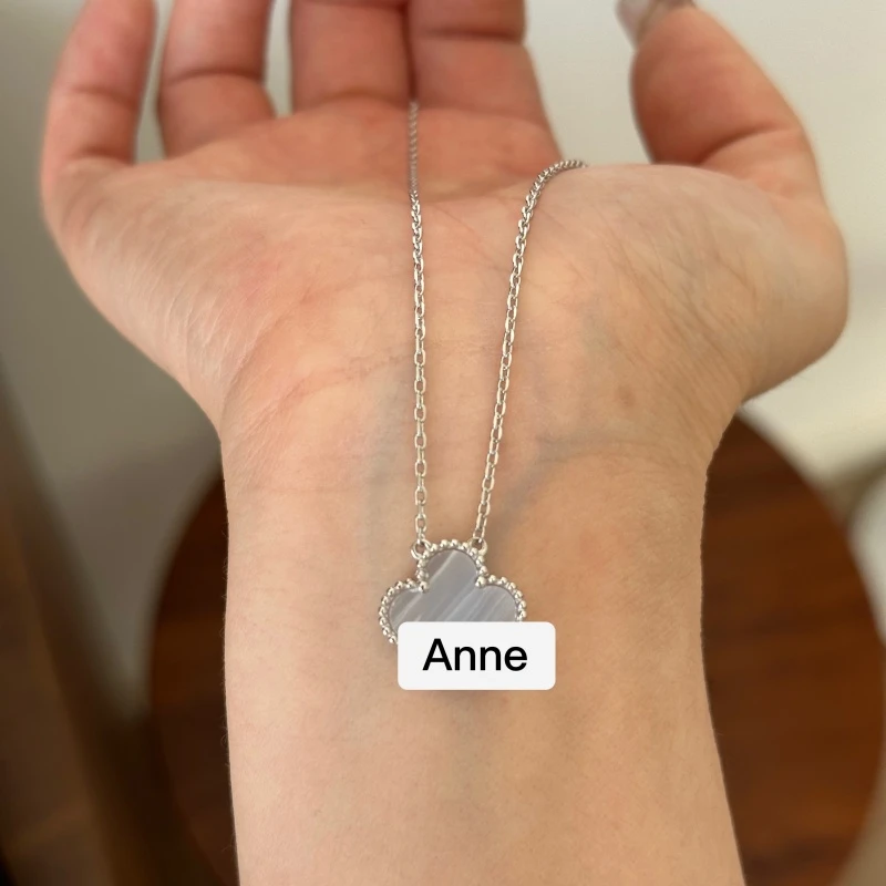 铜合金项链 简约灰紫色四叶草精致项链【X653】