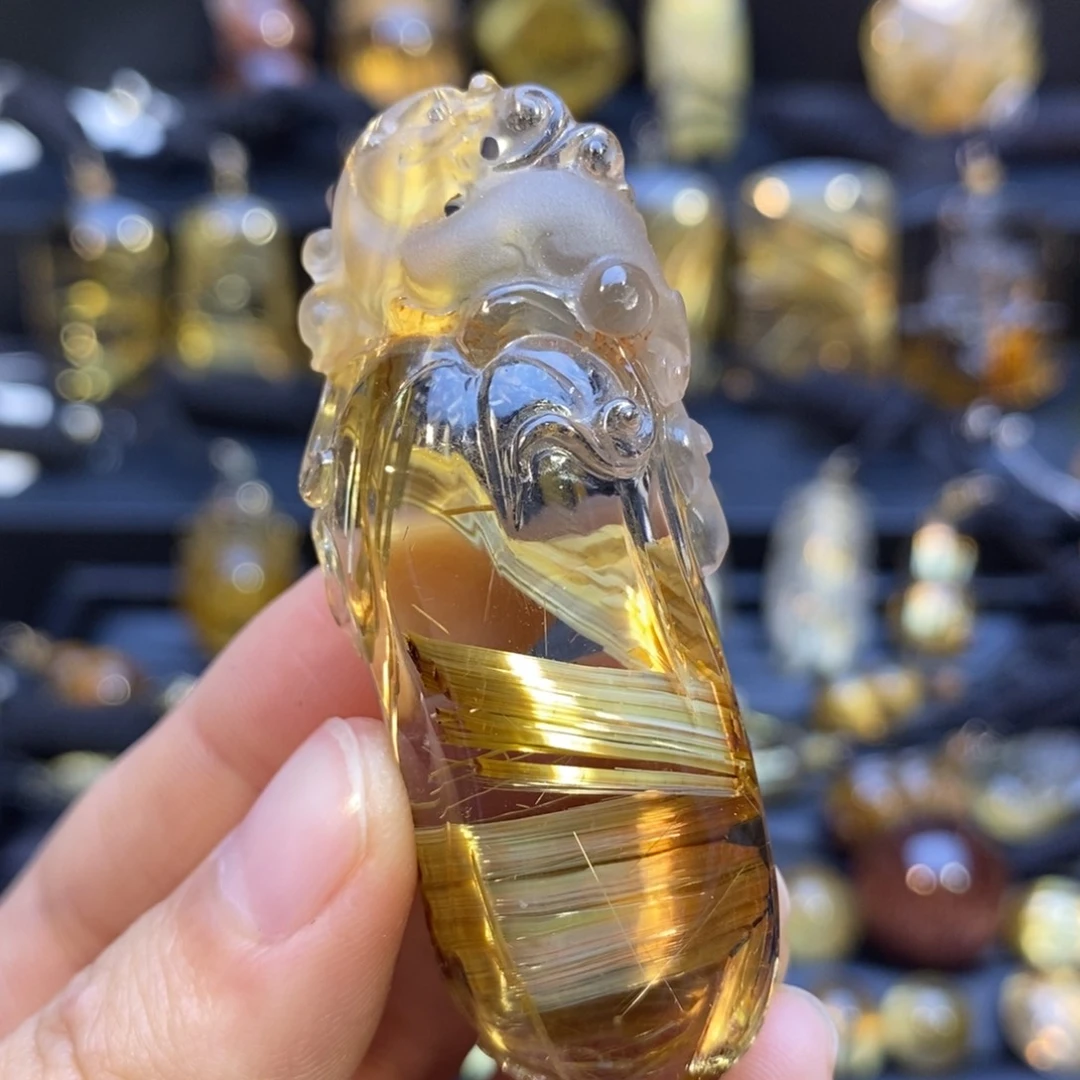 水晶颈饰未镶嵌天然水晶钛晶貔貅福瓜吊坠