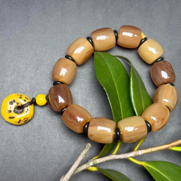 【 器物多宝】文玩---n黄色桶珠手串