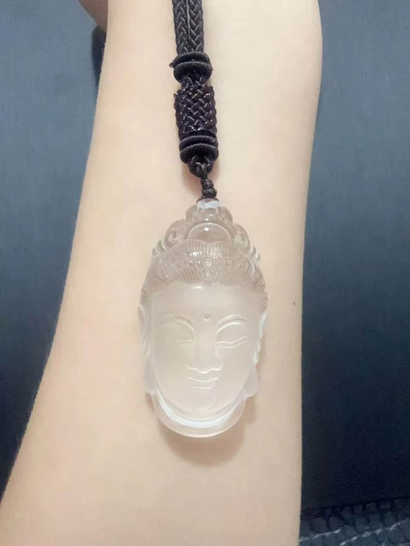 天然手工雕刻白水晶吊坠056