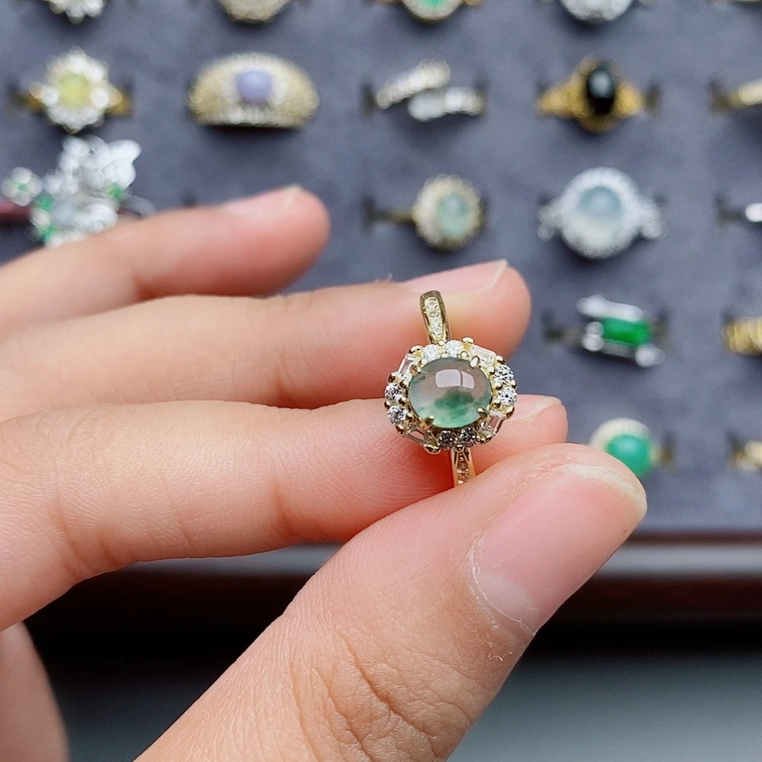 懒***王翡翠银S925镶嵌戒指111111