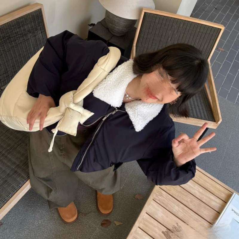 【伊娃的店】LIV理文唐. 双拉链可拆卸羊羔绒棉服夹克. 原无暇~