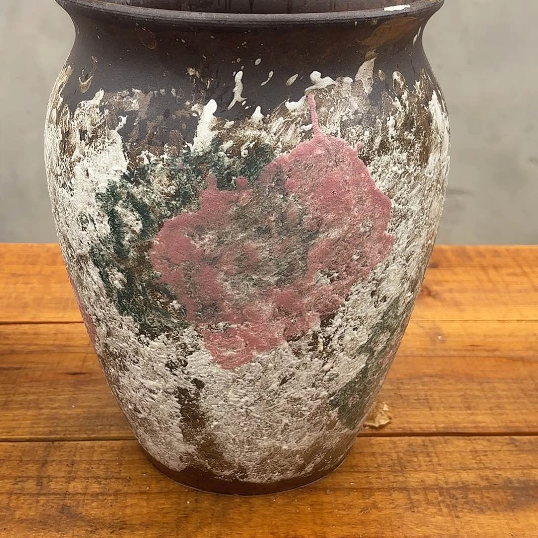 紫砂花盆油画口径20高度28