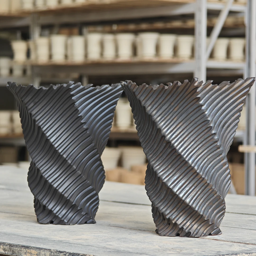 异形块根盆复古金属纹理陶瓷花盆龙舌兰仙人球龟甲龙植木钵