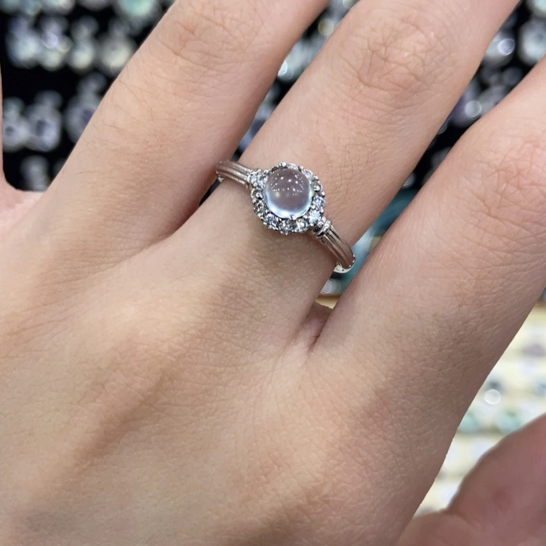 蛇纹石玉银S925镶嵌戒指