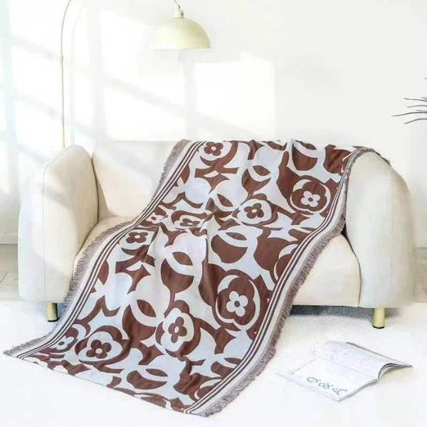 （茶花绽放）90*200全棉简约高端沙发巾