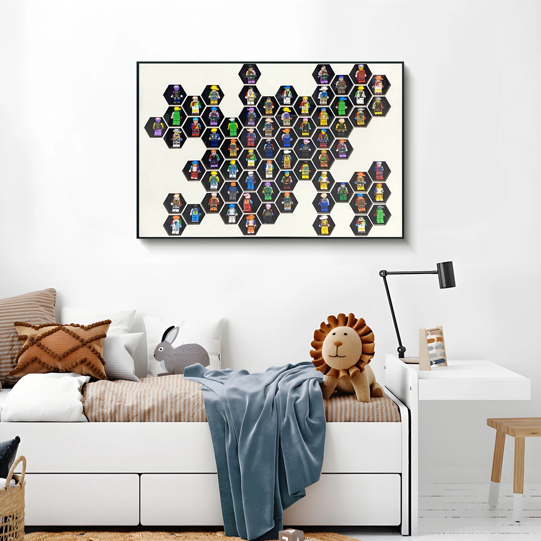 现代客厅卧室积木装饰画创意儿童房实物画卧室床头挂画积木4060