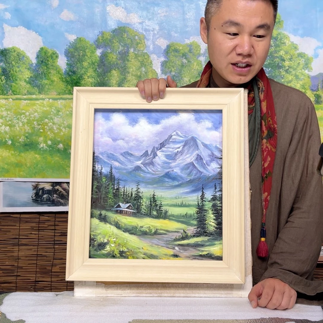 油画行路人小院绘画作品竞拍