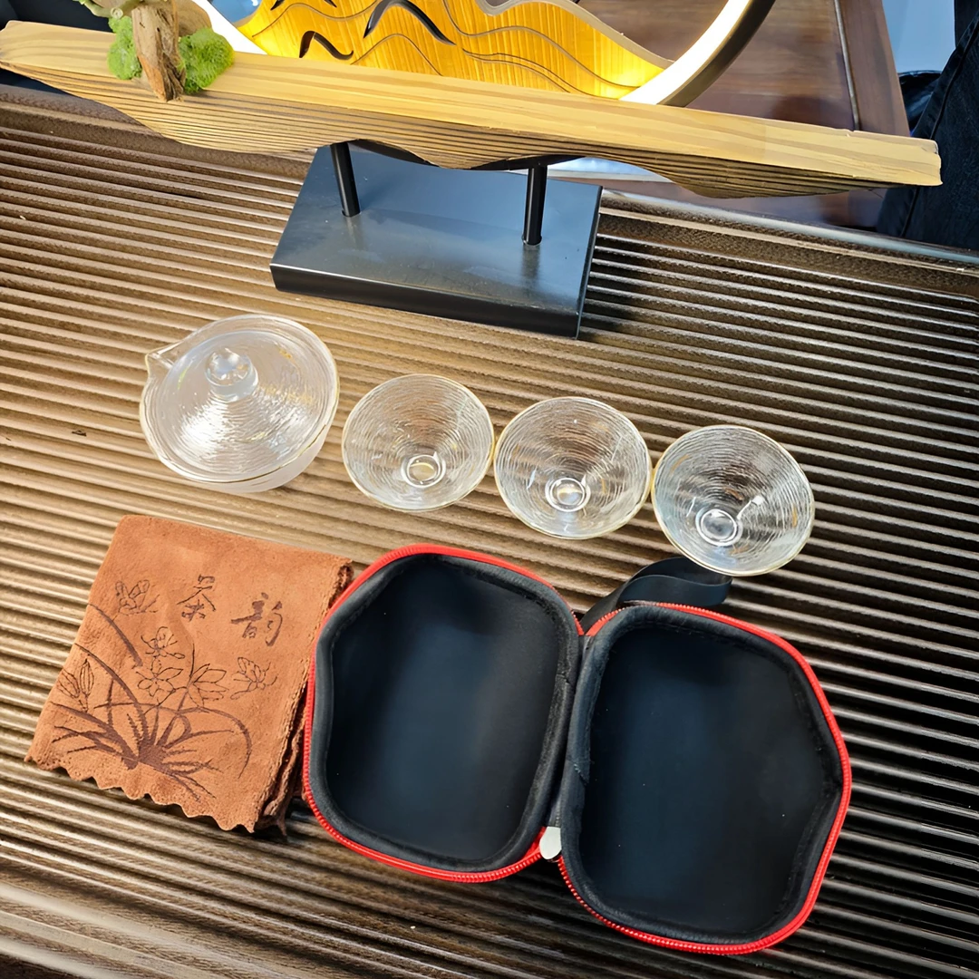 年年有余（旅行茶具）便捷式描金露营户外茶道加厚手工旅游垂钓车载