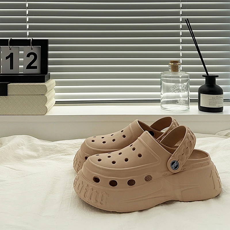 厚底拖鞋增高EVA韩版时尚夏纯色外穿百搭洞洞拖鞋休闲凉鞋新款