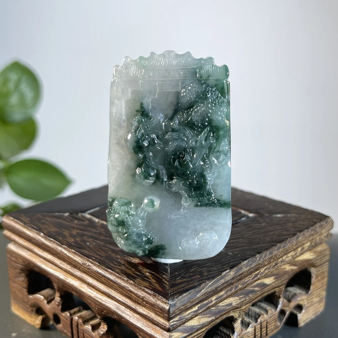 JTB28-73 天然缅甸A货翡翠  龙牌