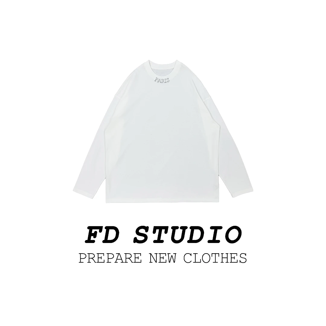 【梵町定制】FD23522圆领结构字母长袖T恤时尚百搭潮牌长袖T恤