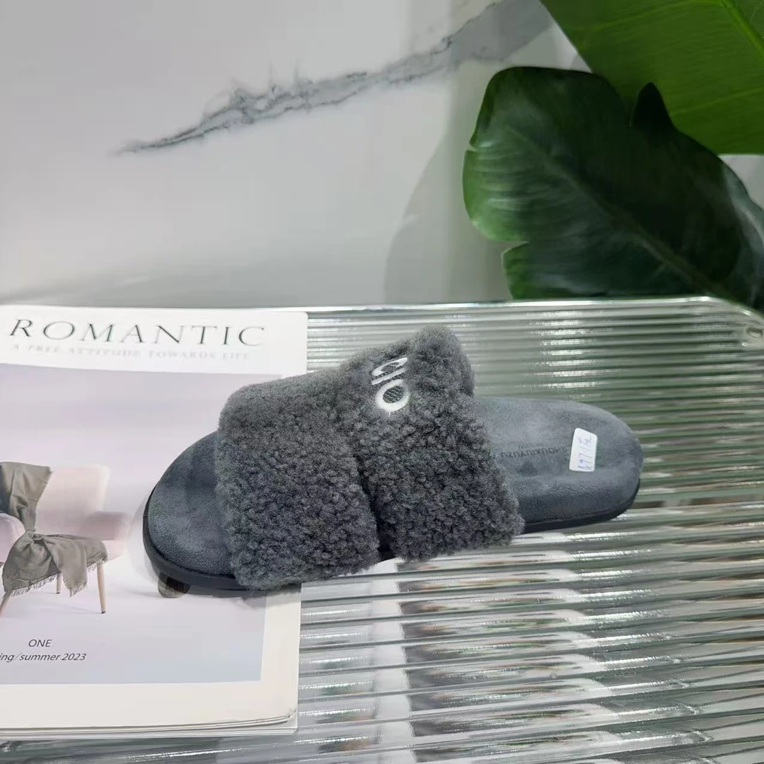 秋冬休闲款拖鞋女新款配裙子仙女风毛毛一字拖鞋A97-1