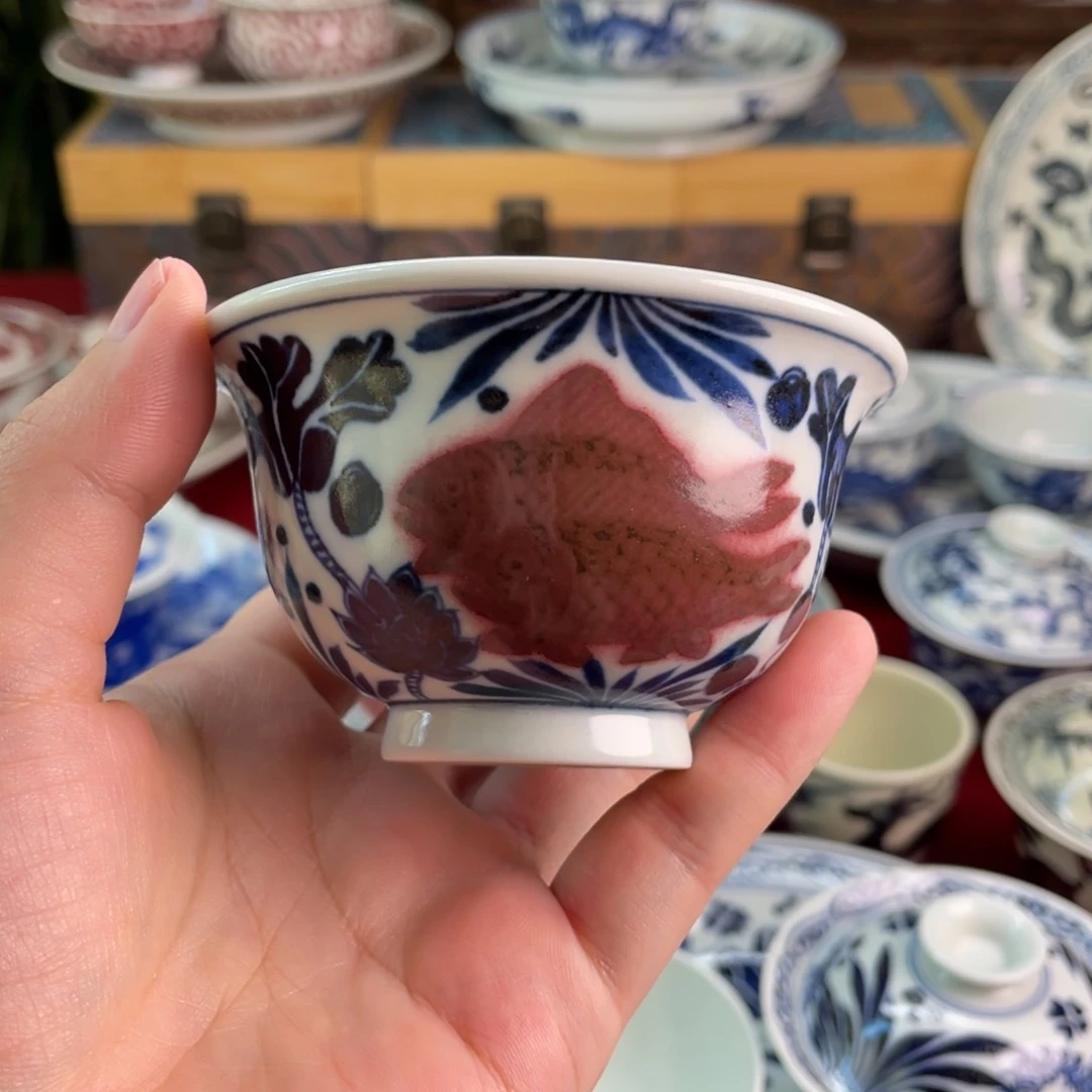 11景德镇青花微瑕鱼藻