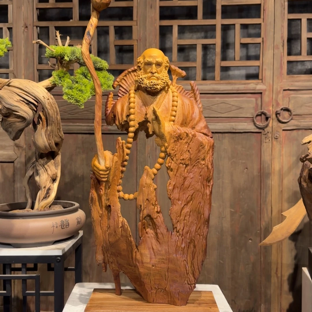 《***华香榧木达摩祖师桌面摆件