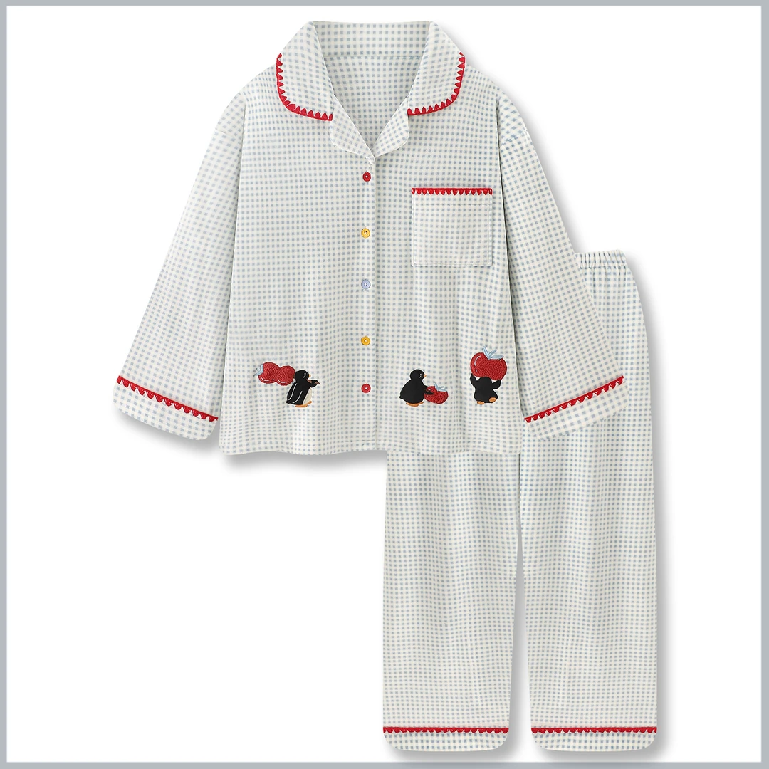 『企鹅果园』海岛绒睡衣女冬季薄绒可外穿家居服冬天保暖套装秋冬款