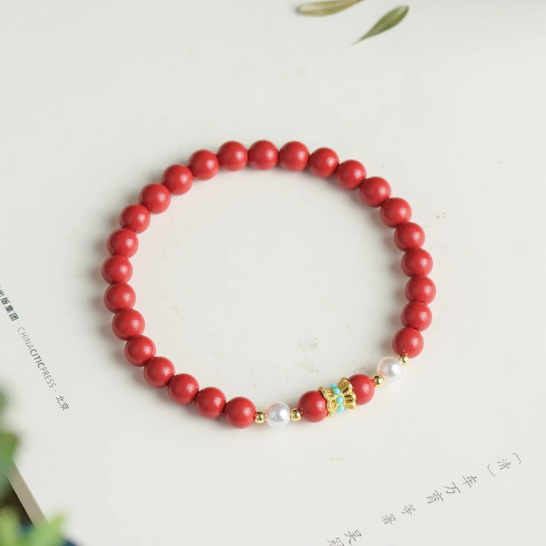 含辰砂工艺品圆珠手工DIY送礼女款单圈手串