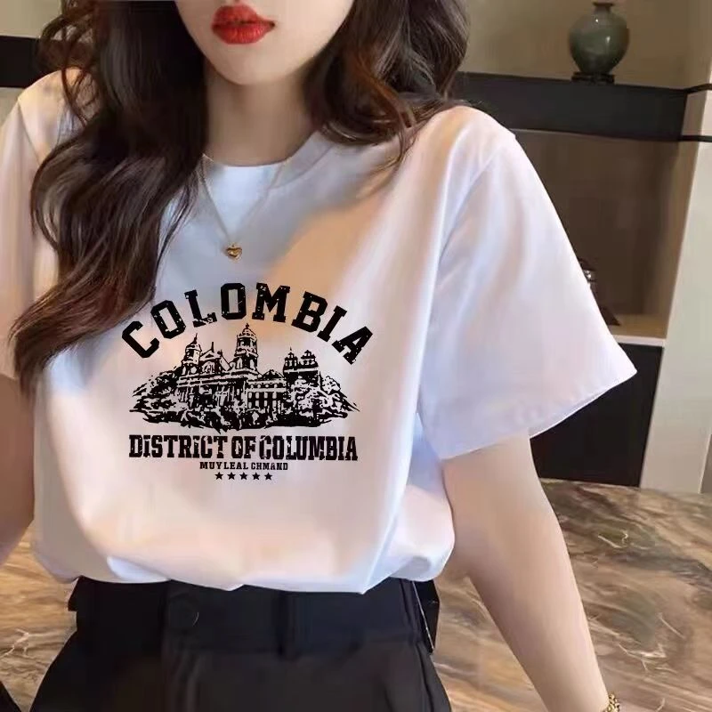 【城堡】立体印花夏季新款国潮复古显瘦时尚白色半袖t恤设计感ins