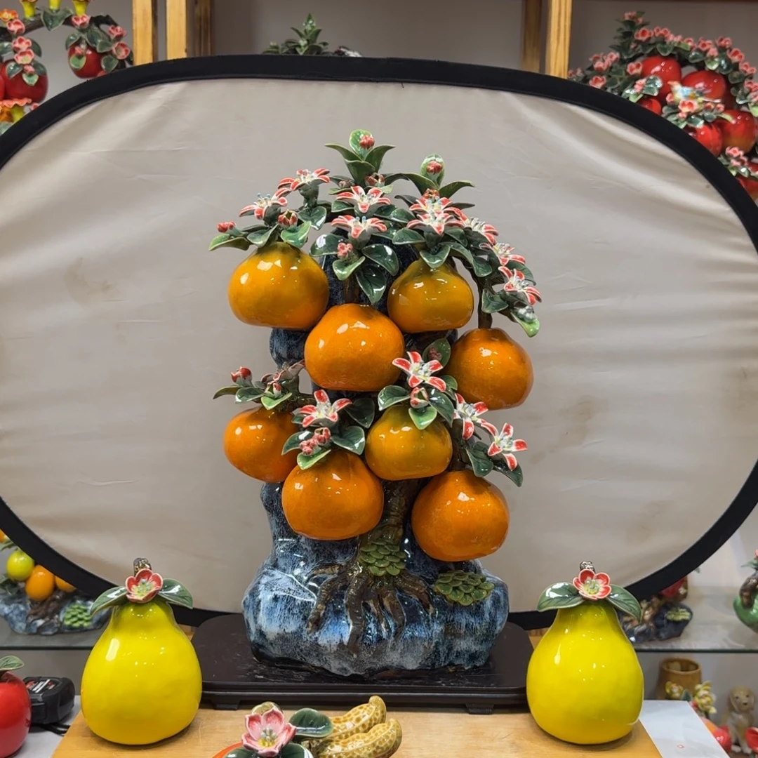 陶瓷大吉大利送柚子柿子