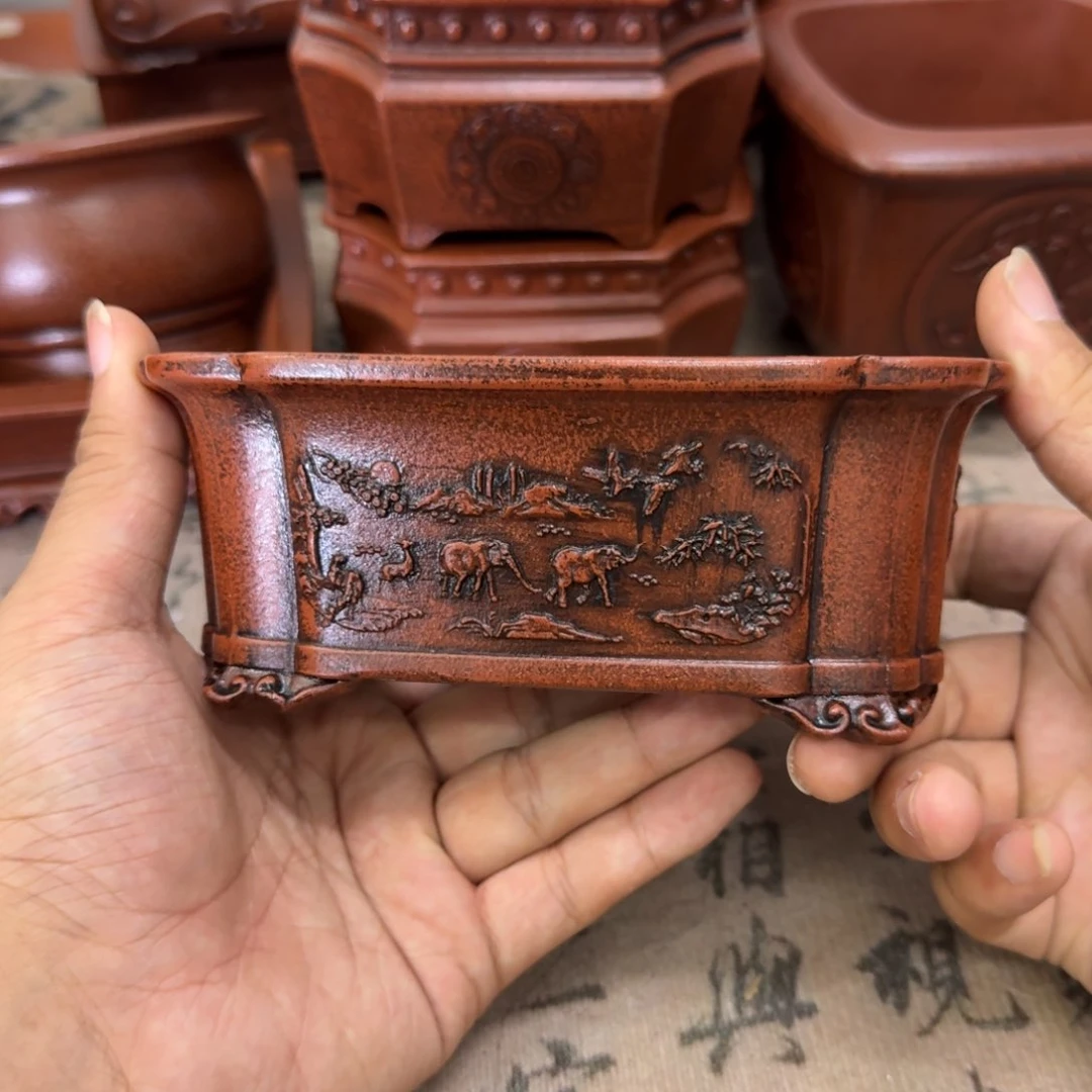 紫砂花盆13.5x9.5x5内经紫砂花盆