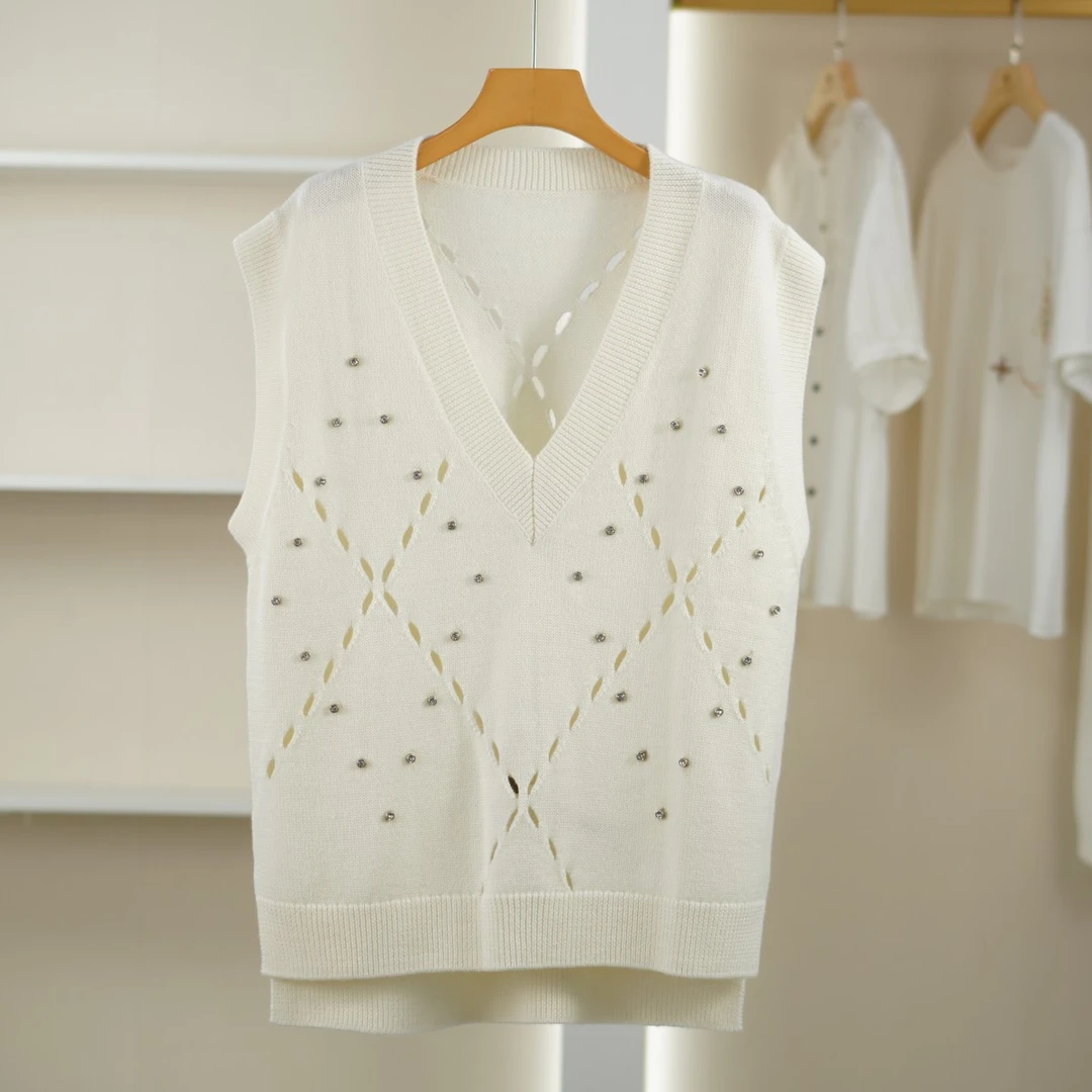 麦迪尚品【曼】50601136（瑕疵） 春秋简约针织无袖背心品牌撤柜女装