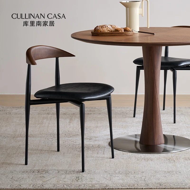 库里南家居乌托餐椅现代简约复古风客厅实木餐椅中古风北欧椅子