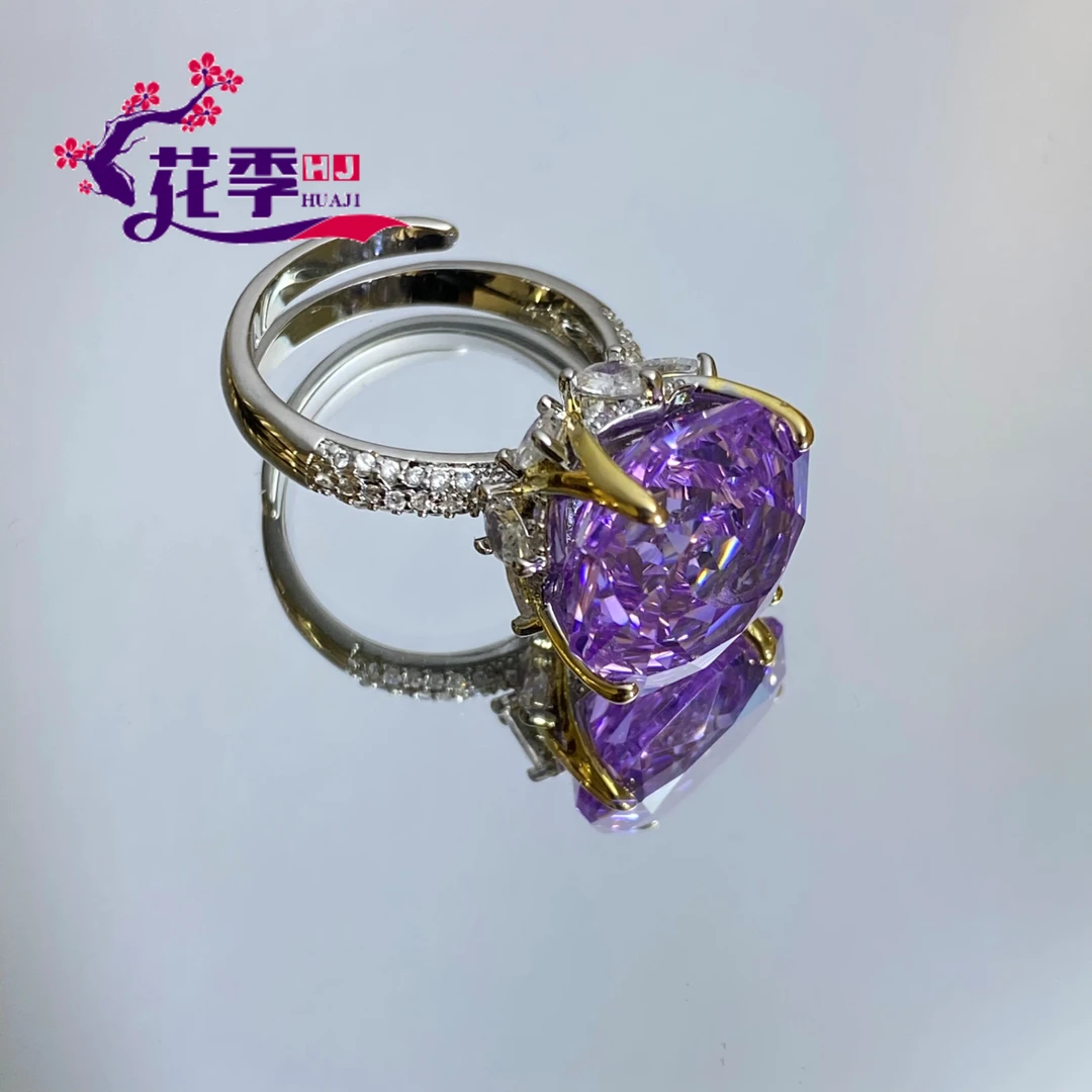 【花季】 原创炫紫玫瑰切强荧光戒指ML236