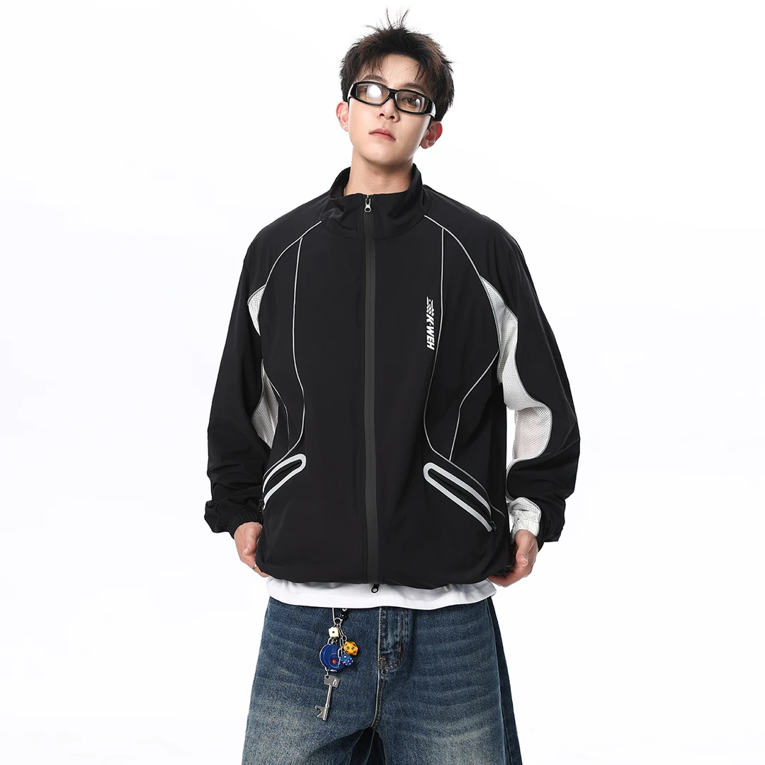 K•WEH夏季美式防紫外线户外轻薄透气凉感宽松速干立领运动防晒服