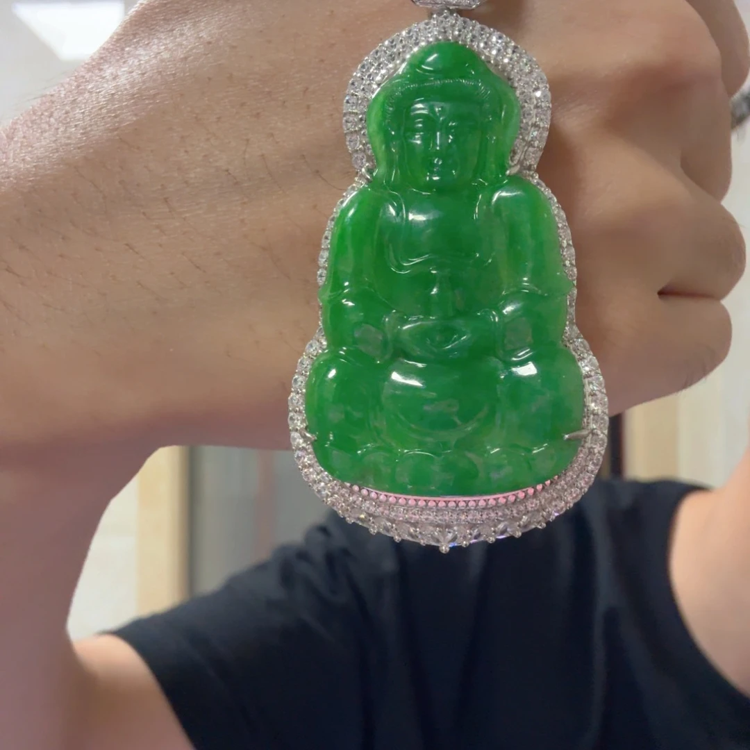 翡翠银S925镶嵌颈饰吊坠