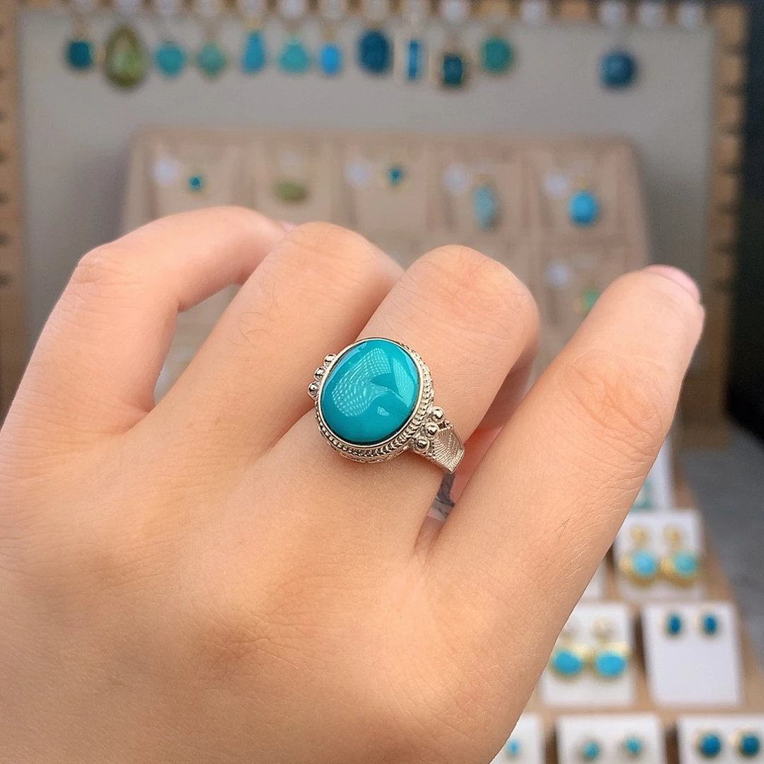 绿松石银S925镶嵌颈饰