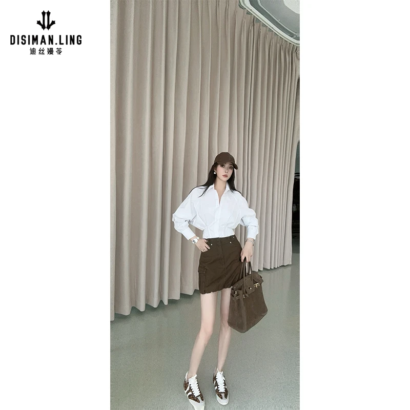 【迪丝嫚苓】100%棉多色梭织半裙显瘦牛仔舒适时尚休闲百搭女士原创