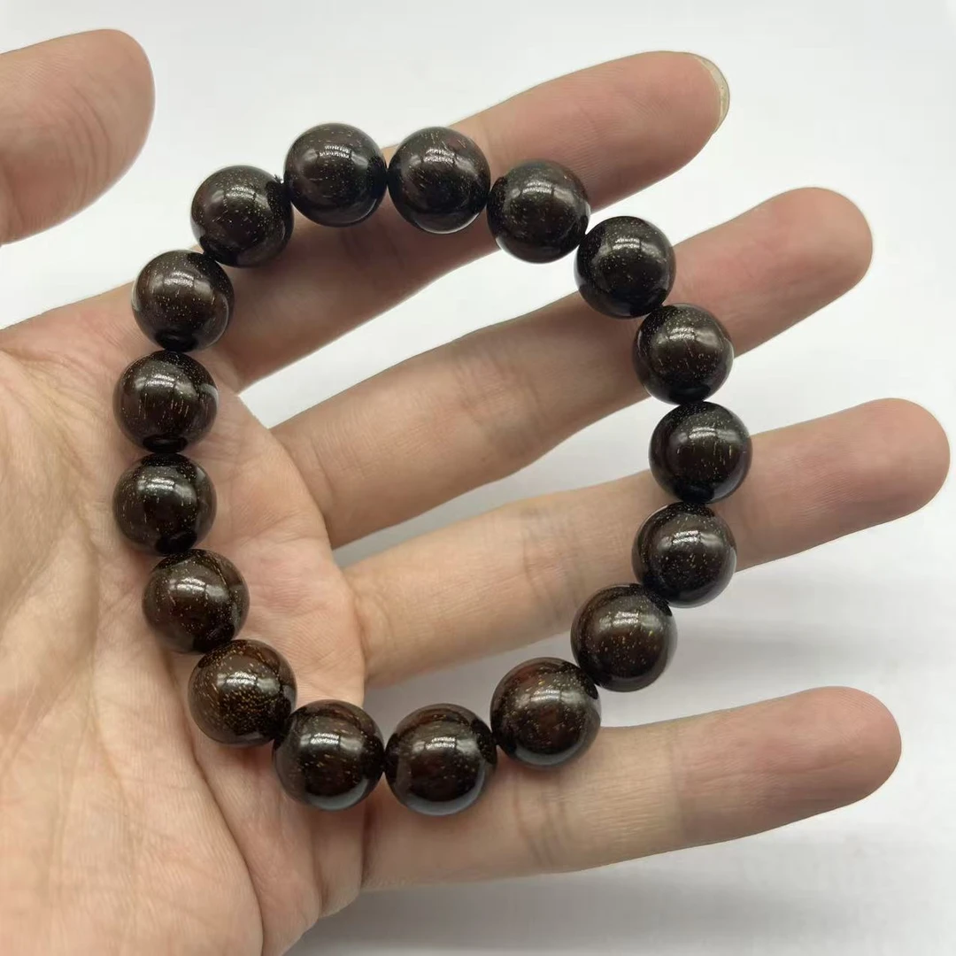 血檀老料爆满星卡12单圈手串无礼盒染料紫檀 5348