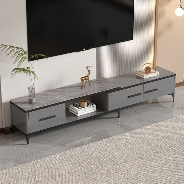 现代轻奢岩板茶几电视柜组合可伸缩电视柜茶几小户型客厅电视柜